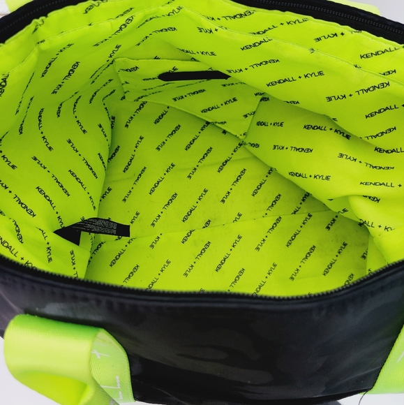 Kendall + Kylie Black Camo Neon Yellow  Stripe Tote Bag - Picture 10 of 10